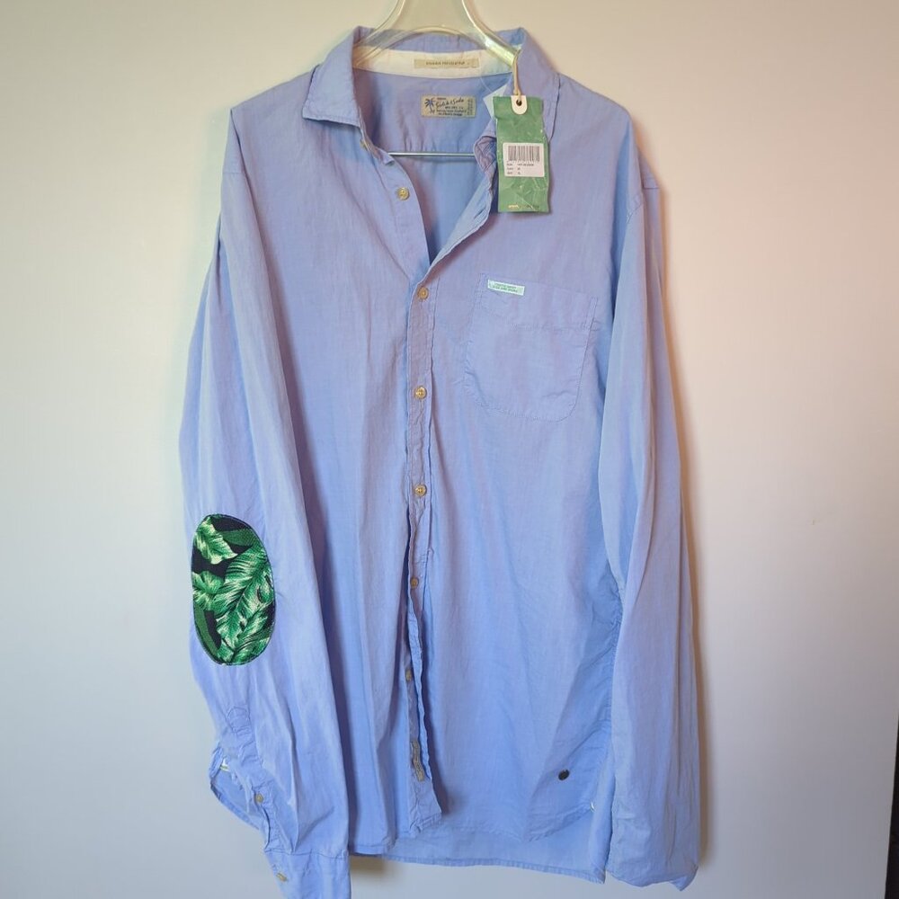 Scotch & Soda Men's XL Cotton Long Sleeve Shirt Amsterdam Button-Up Patchwork